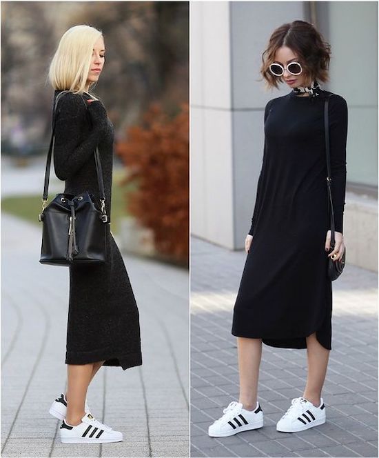 robe mi-longue noire look sportif